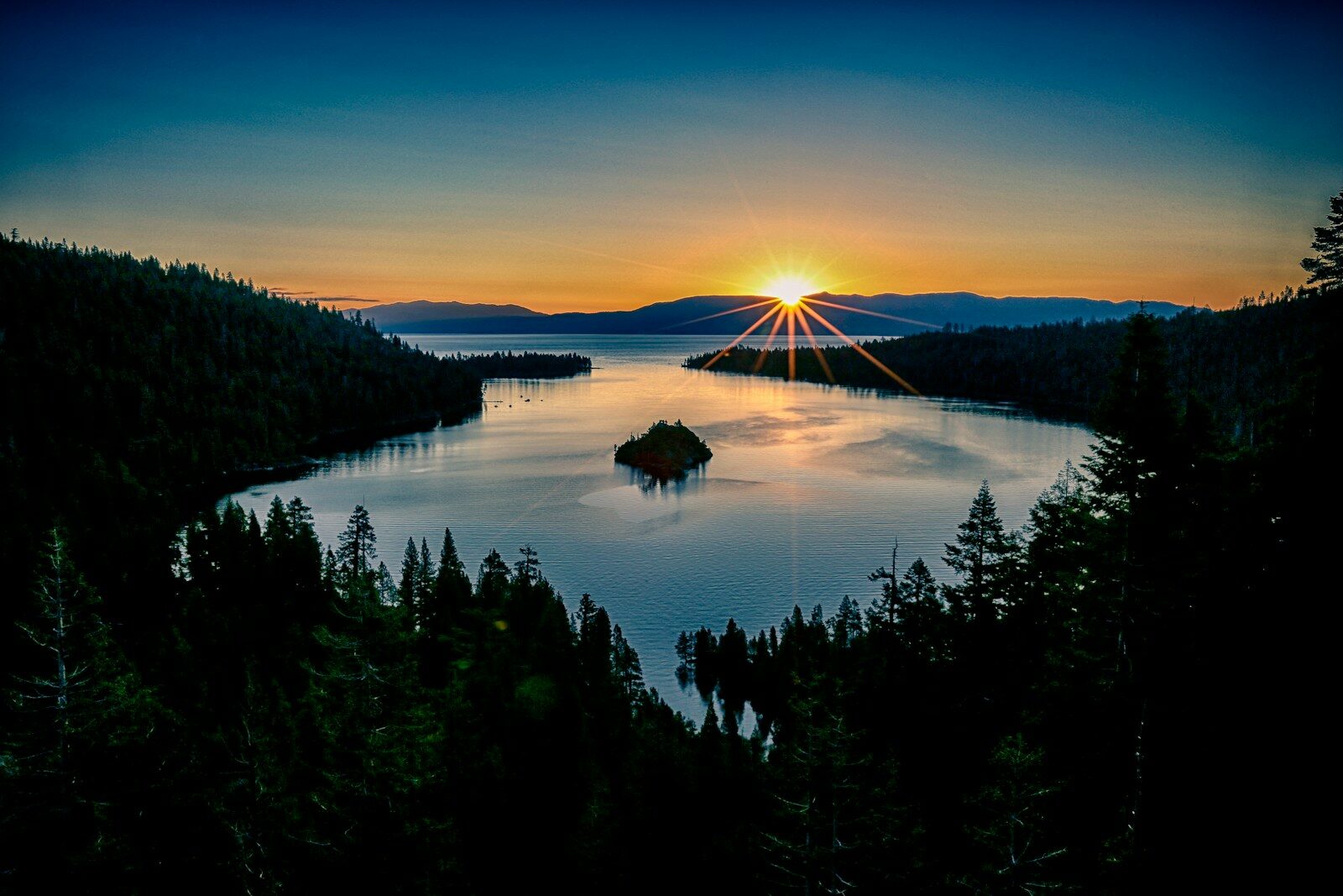 Lake Tahoe; body of water during golden hour