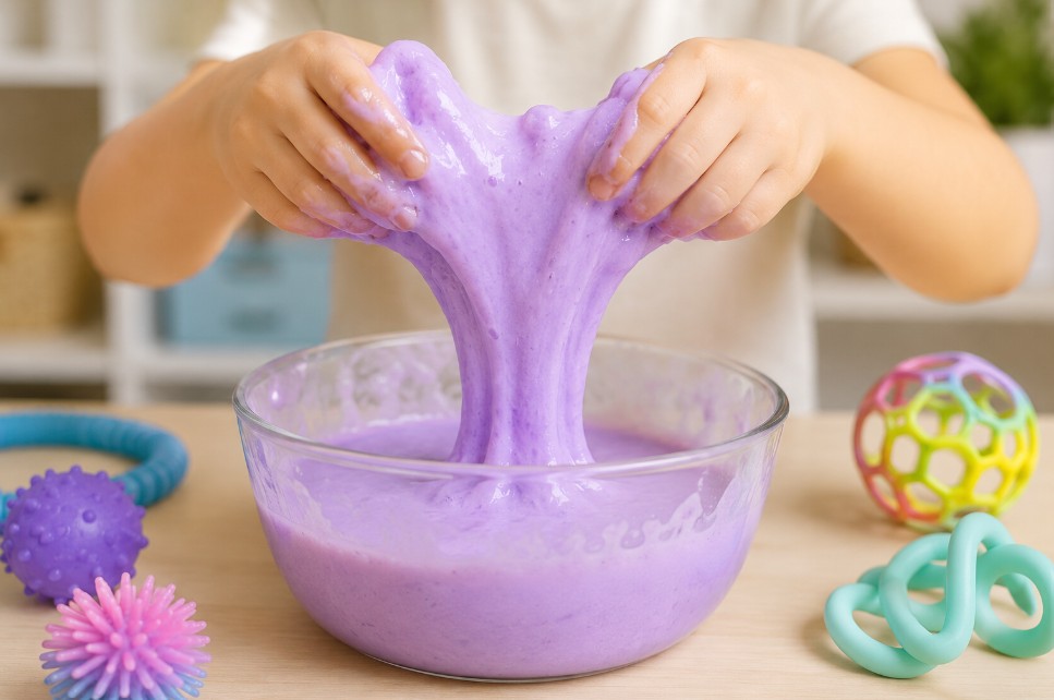 ooblek; sensory bin diy slime