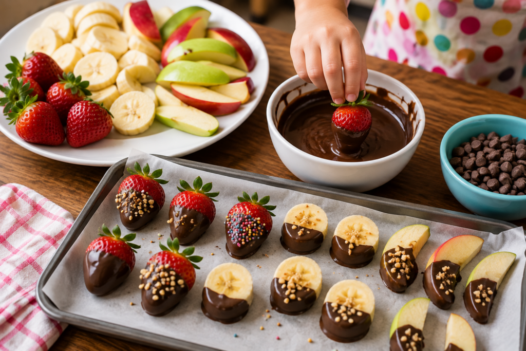 Easy Desserts Kids Can Make dipped fruit